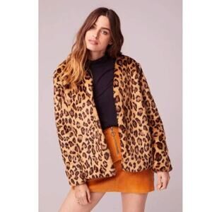 NEW Band of Gypsies Walk on The Wild Side Faux Fur Cheetah Jacket